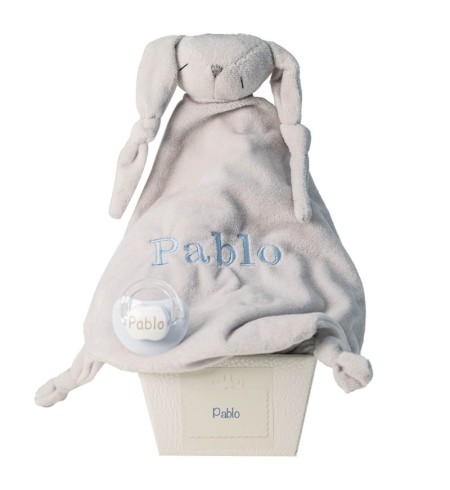 Doudou y chupete personalizado con el nombre del bebé