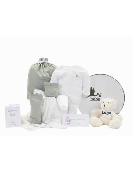 Canastilla Set de Huellas Manta Body y Oso de Peluche