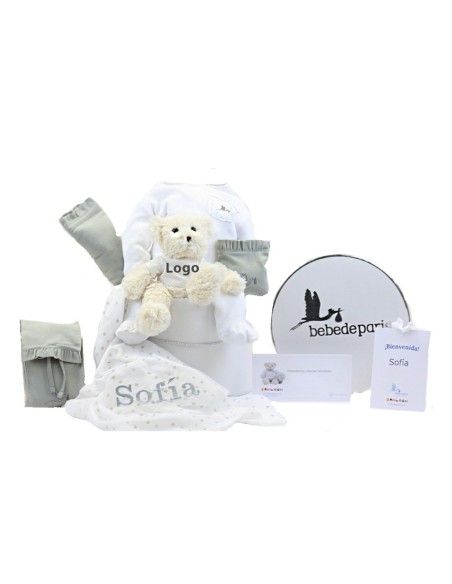 Canastilla Set de Huellas Manta Body y Oso de Peluche